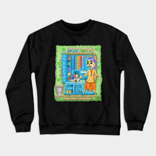 Cute Skeleton Paan Wala- Día De Los Muertos - Mumbai City- Street Food Crewneck Sweatshirt